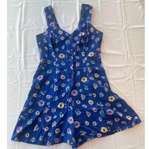 Vintage 90s Blue Floral Romper Size S